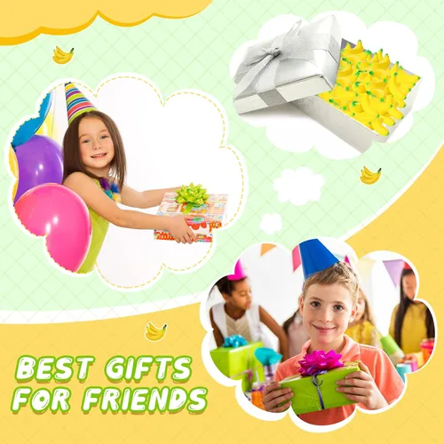 Miniatura 6 de Jerify 37 piezas de mini plátano para aliviar el estrés, juguetes elásticos de poliuretano con bolsa de malla con cordón para fiestas de cumpleaños