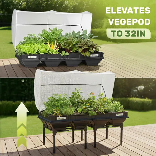 Miniatura 6 de vegepod - Cama de jardín elevada - Kit de jardín con contenedor de riego automático con cubierta protectora, fácilmente elevado a la altura