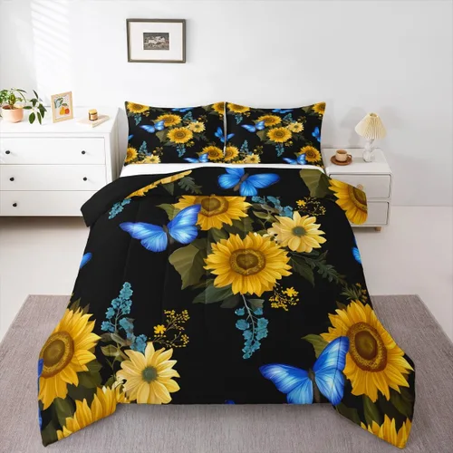 Miniatura 10 de Erosebridal Juego de edredón de sirena para niños, tamaño matrimonial, para niñas, ropa de cama de sirena brillante azul y rosa, juego de ropa