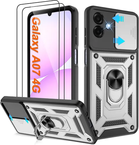 Miniatura 77 de ATUMP Funda para T-Mobile Revvl V Plus 5G con protector de pantalla HD con cubierta de cámara deslizante, soporte de anillo de rotación de 360° Negro