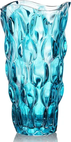 CEMABT Jarrones de vidrio para flores, jarrones modernos engrosados de 3.4 lb para centros de mesa, jarrón para decoración del hogar, cristal, Azul