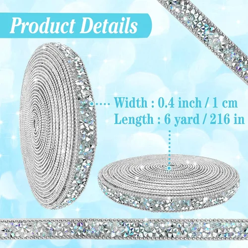 Miniatura 2 de Cinta de Diamantes de Imitación de Resina AB Autoadhesiva de 6 Yardas, Tiras de Cristal, Cinta Brillante de Diamantes de Imitación de Resina