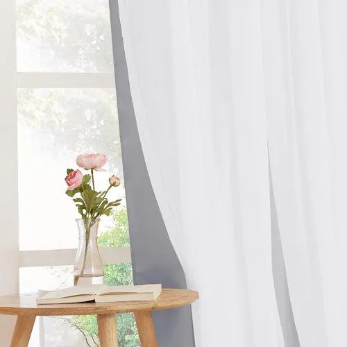 Miniatura 5 de PONY DANCE Cortinas Opacas con Superposición de Gasa, Cortinas de Doble Capa con Aislamiento Térmico Mix & Match para Oscurecer Habitaciones