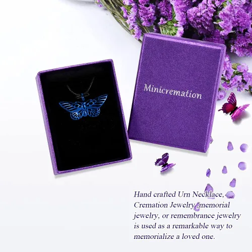 Miniatura 39 de Minicremation Joyas de cremación para cenizas – Collar conmemorativo de mariposa con colgante de urna para cenizas de seres queridos
