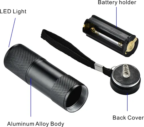 Miniatura 3 de Paquete de 6 luces negras UV 9 LED linterna antorcha luz al aire libre etc (paquete de 6)