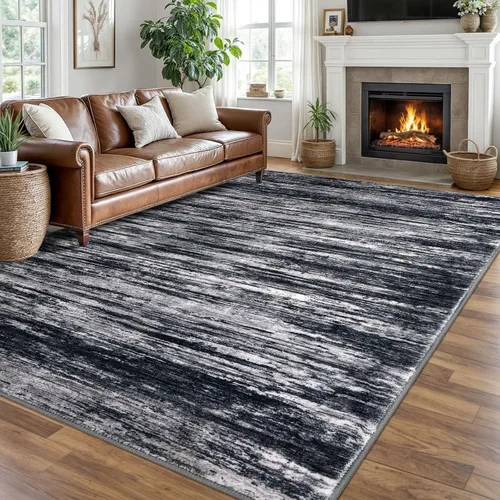 Miniatura 119 de SIILOOM 2 x 3 Alfombra moderna y abstracta para entrada, alfombra neutra azul marino gris multicolor súper suave de área pequeña, alfombras lavables