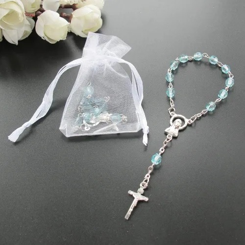 Miniatura 5 de Acrílico Mini Rosario Favor para Niño Azul (24 PCS) - Bautismo Comunión Recuerditos De Bautismo Bautizo, Decenarios