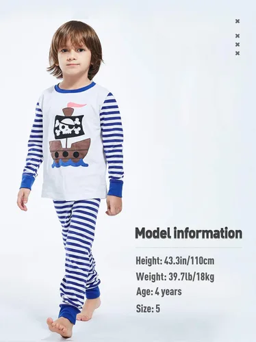 Miniatura 2 de A&J DESIGN Conjuntos de pijama de 2 piezas 100% algodón para niños pequeños y niños