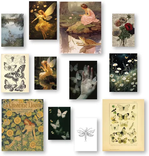 97 Imágenes Estéticas de Habitación de Hadas - Lámina de Arte de Pared Fairycore Vintage, Decoración Cottagecore, Póster Acogedor Goblincore para