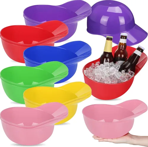 Miniatura 8 de Tanlade Casco de béisbol de plástico grande de 72 onzas, cuencos de béisbol, cuencos para aperitivos, helado, postre para trabajadores de Rojo