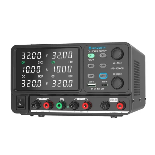 Miniatura 14 de Fuente de alimentación de CC variable, 0-30V 0-10A Fuente de alimentación de banco regulada de CC con pantalla LED de 4 dígitos de alta precisión