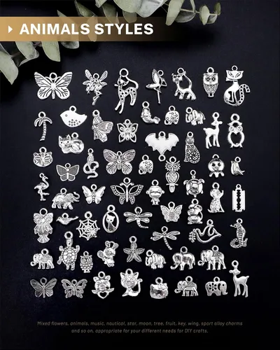 Miniatura 3 de JIALEEY 300 piezas al por mayor de lotes a granel para hacer joyas, dijes mezclados suaves de aleación de plata tibetana, dijes colgantes para hacer