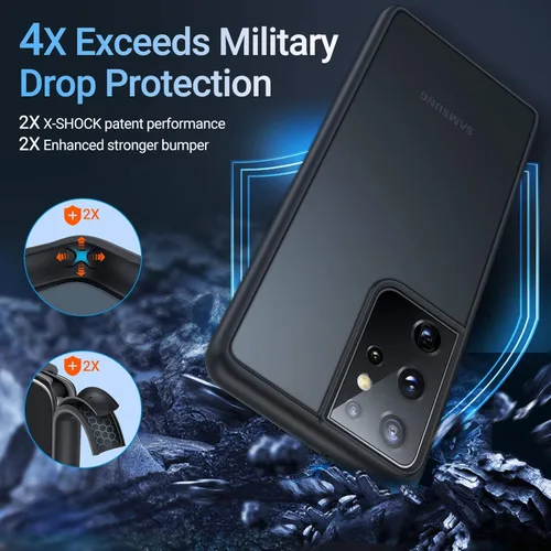Miniatura 2 de TORRAS Funda compatible con Samsung Galaxy S21 Ultra, [probada en caídas de grado militar], funda S21 Ultra, parte trasera dura mate translúcida