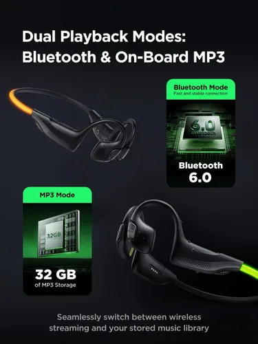 Miniatura 5 de HAKII Light 2 Auriculares abiertos de oído abierto, IPX5 Auriculares para correr con cuerda de baliza ultra brillante de 180°, BT 6.0, tiempo