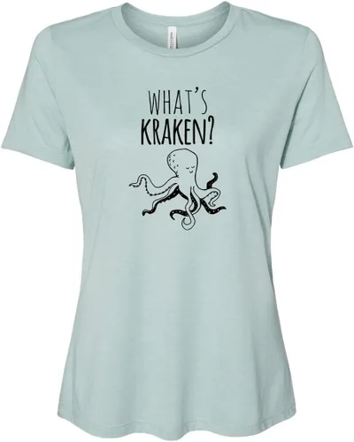 Miniatura 20 de Cute Women's Screen Printed Crew Neck Tee, Shirts With Sayings, Dusty Blue or Olive