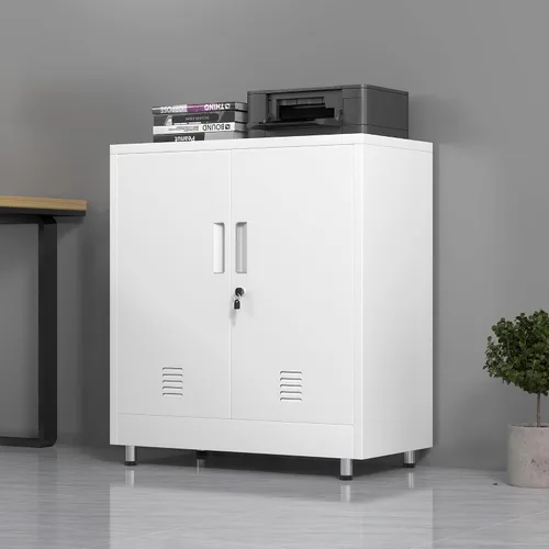 Miniatura 8 de JINGUR Armario de almacenamiento de metal con puertas de bloqueo y estante ajustable, pequeño aparador con cerradura para oficina en casa, pasillo