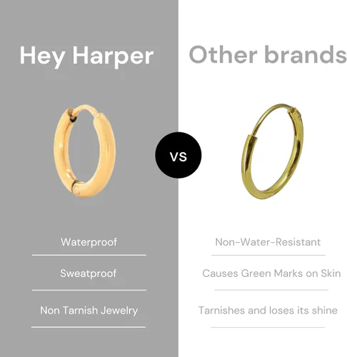 Miniatura 7 de Hey Harper Pendientes de aro para mujer, joyería ligera, impermeable y resistente al sudor