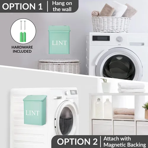 Miniatura 4 de Calindiana - Moderno contenedor magnético de metal para decoración y accesorios de cuarto de lavado con tapa para lavandería, para organización
