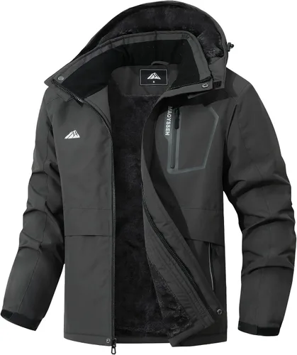 Chaqueta de esquí de invierno impermeable para hombre, chaqueta de snowboard de invierno impermeable con capucha y forro polar resistente al viento