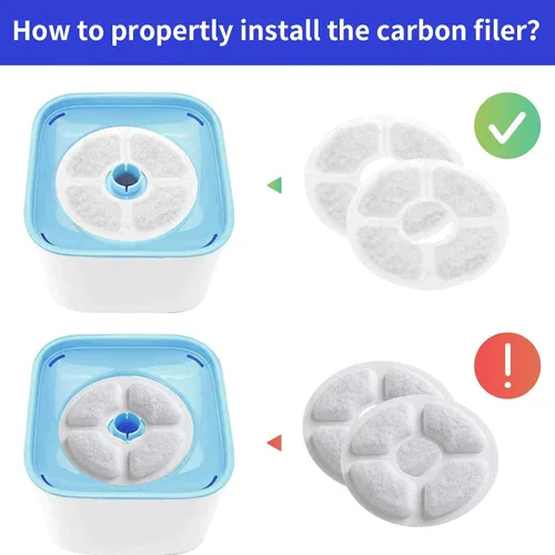 Miniatura 6 de Filtros de repuesto para fuente de agua para mascotas, filtros de carbón activado para gatos y perros, dispensador automático de agua (paquete de 16)