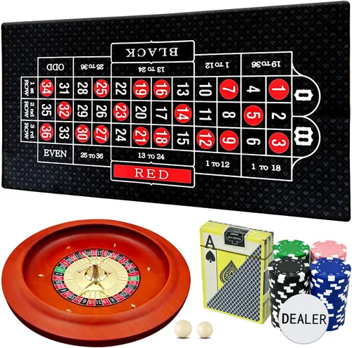 Juego de Ruleta con Rueda Sólida de 11 Pulgadas para Adultos, con Tapete de Fieltro de Disposición de Mesa de Doble Cara de 47.2 x 22.8 Pulgadas,