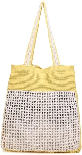 Miniatura 7 de ENBEI Bolsas bohemias, bolsa de punto de hombro, bolsa de mano Y2K estética, bolso de ganchillo lindo para mujeres, regalos hippie Rosa con seis