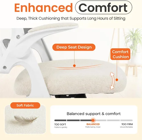 Miniatura 5 de NEO CHAIR Silla de oficina para computadora, silla de escritorio ergonómica para juegos, cómoda malla con brazos abatibles, soporte lumbar, ruedas