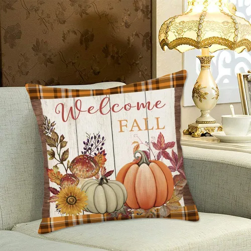 Miniatura 5 de 4 fundas de almohada de otoño de bienvenida, decoración de otoño, decoración costera de playa, estrella de mar, calabaza, granja, decoración