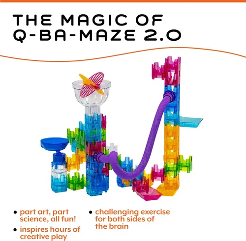 Miniatura 5 de MindWare Q-BA-Maze - Juego de acrobacias de acción de la próxima generación de laberinto de mármol para niños, STEM Marble Run, recomendado