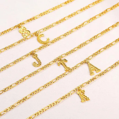 Miniatura 5 de FOCALOOK Collares de letras iniciales de oro para mujeres y hombres, chapados en oro de 14 quilates, cadena de letras iniciales de la A a la Z, 16