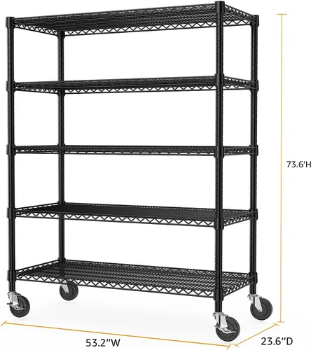 Miniatura 3 de M MZG Estantería de Garaje de 5 Niveles Unidades de Estantería Metálica Industrial para Comercial, Sótano, Despensa, Almacén, Escuela, Negro