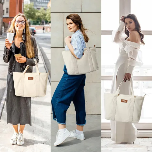 Miniatura 5 de AW BRIDAL Monogram Canvas Tote Bag for Chrismas, Bridal Shower, Retirement, Birthday Gifts for Women Mom Wife Sister Friends
