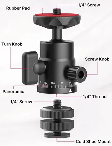 Miniatura 9 de ULANZI H28 - Cabezal de trípode panorámico con doble zapata caliente y adaptador de montaje de cámara DSLR, accesorios de fijación de fotografía