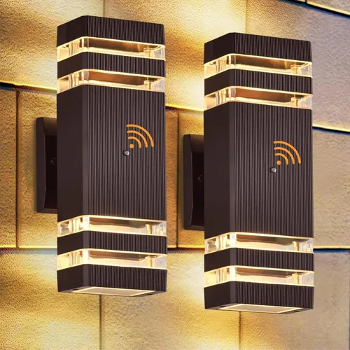 Miniatura 9 de DASTOR Lámpara de pared para exteriores del anochecer al amanecer, luz blanca cálida de 3000 K hacia arriba y hacia abajo, aplique de pared al aire
