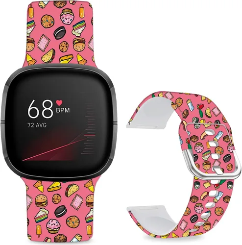 Miniatura 11 de Correas de reloj de dibujos animados con estampado floral compatibles con Fitbit Versa 4/Versa 3/Fitbit Sense 2/Sense Band de silicona suave