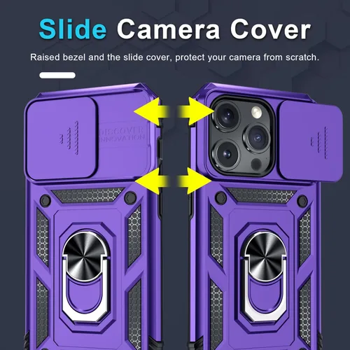 Miniatura 3 de Janmitta - Funda para iPhone 14 Pro con cubierta deslizante para lente de cámara incorporada + protector de pantalla, funda de cuerpo completo