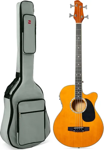 Best Choice Products Guitarra Bajo Eléctrica Acústica, Tamaño Completo de 4 Cuerdas, Guitarra Bajo con Trastes con Funda de Transporte Acolchada -