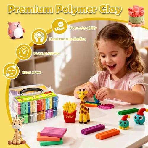 Miniatura 3 de ARTpar Kit de arcilla polimérica de 50 colores, arcilla para modelar con herramientas de esculpir para principiantes, arcilla modeladora para 20.5 in