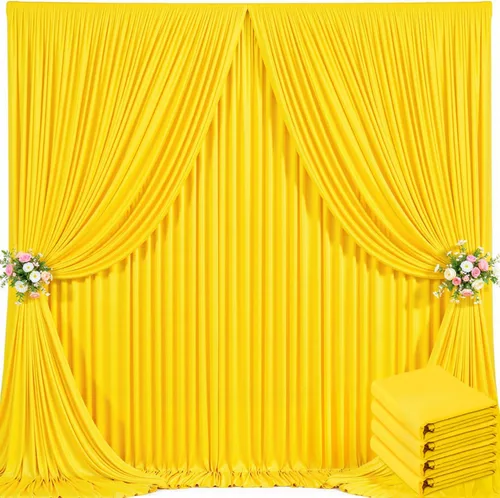 Miniatura 80 de Cortina de fondo amarilla de 10 x 7 pies para fiestas, sin arrugas, paneles de telón de fondo para fiesta de cumpleaños, baby shower, boda, Amarillo