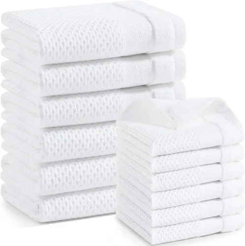Miniatura 53 de Homaxy Paños de cocina 100% algodón, paquete de 8 – 12 x 12 pulgadas, tejido de gofre, muy suaves y absorbentes, paños de cocina de secado rápido