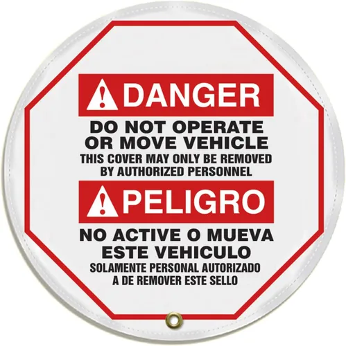 Accuform NMC - Funda para volante para etiquetado de bloqueo, leyenda bilingüe inglesa/española estilo ANSI, PELIGRO NO Active O MUEVE.., vinilo