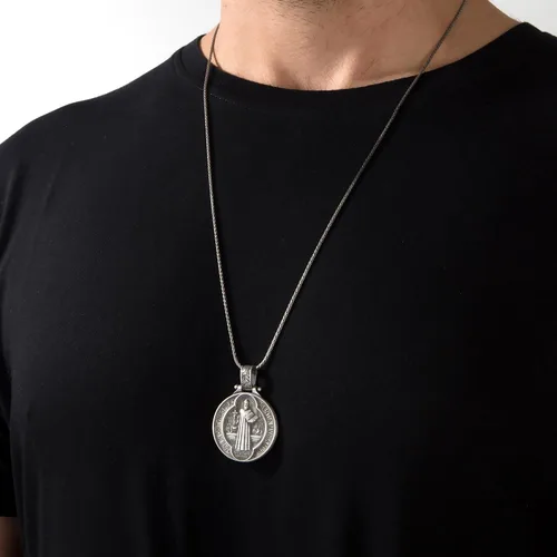 Miniatura 4 de bysilvergates Religious Collection - Men's 925 Sterling Silver Pendants St Christopher, St Michael, St Benedict - Timeless Faith-Inspired Necklaces