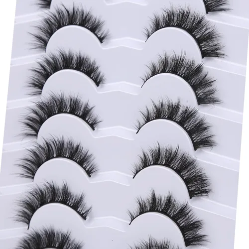Miniatura 583 de Pooplunch - Pestañas postizas finas de visón sintético, estilo ojo de gato, naturales, cruzadas, tipo racimo, efecto 8D de volumen, tiras
