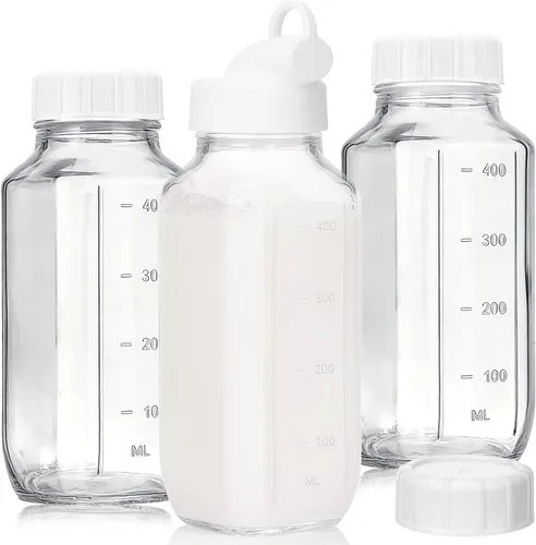 Miniatura 12 de CUCUMI 5 botellas de jugo de vidrio de 16 onzas con tapas, recipientes reutilizables para jugo, tarros de agua con cepillo, popotes de vidrio, tapas