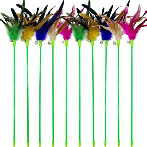 Miniatura 6 de Juguetes interactivos de plumas para gatos, 10 piezas de plumas para gatos de interior 10 juguetes de varita para gatos