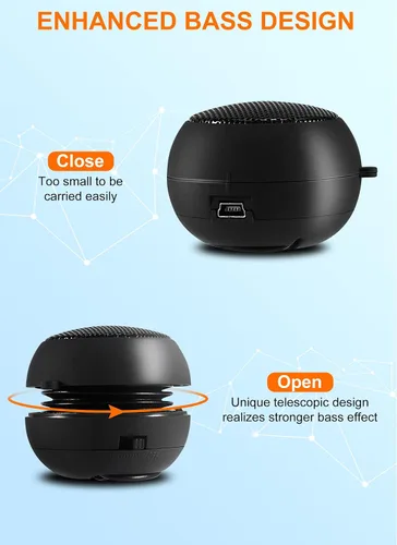 Miniatura 4 de Mini altavoz portátil con cable USB pequeños altavoces con conector de entrada auxiliar de 0.138 in, altavoces de viaje para computadora portátil