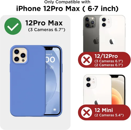 Miniatura 9 de Funda para iPhone 12 Pro Max, [2 protectores de cámara + 2 protectores de pantalla], funda protectora de silicona de cuerpo completo a prueba