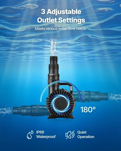 Miniatura 4 de VEVOR Bomba de agua sumergible, 280 W 4500 GPH, bomba de retorno para acuario con altura de elevación de 16.4 pies y dirección de flujo ajustable
