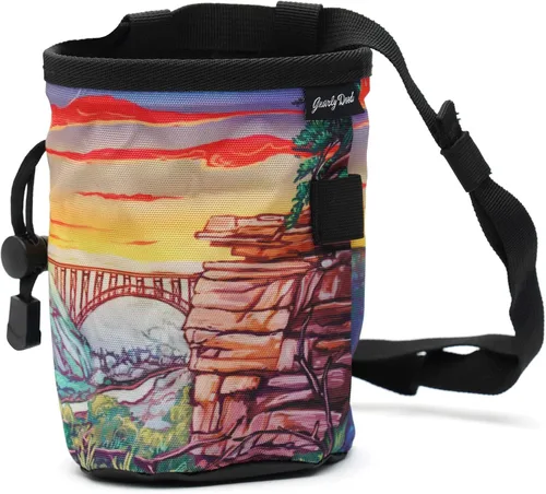 Miniatura 8 de Bolsa de tiza para escalada en roca, para exteriores, gimnasio y bouldering, cinturón ajustable, cierre de cordón duradero y bolsillo con cremallera