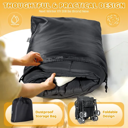Miniatura 6 de IvyWind Saco para Pies de Cochecito, Saco de Invierno para Cochecito de Bebé con Cremallera Extraíble, Saco de Dormir Universal Cálido para Clima